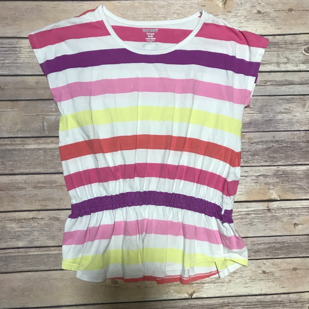 Rainbow Striped Peplum Top